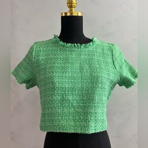 Green Tweed Cropped Top - Brandless